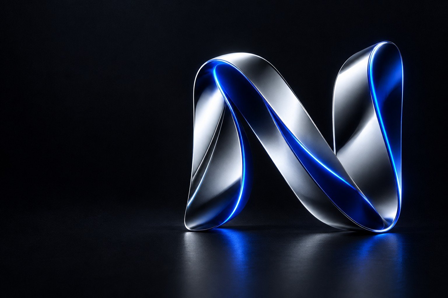 Nuvrali-Skulptur aus Metall und blauem Licht